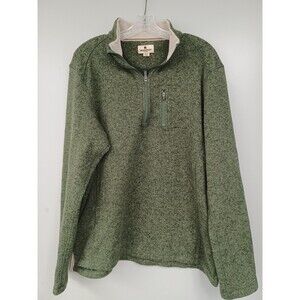 Men's Woolrich Heathered Green 1/4 Zip Pullover  Sweater XL Front Zip Pocket